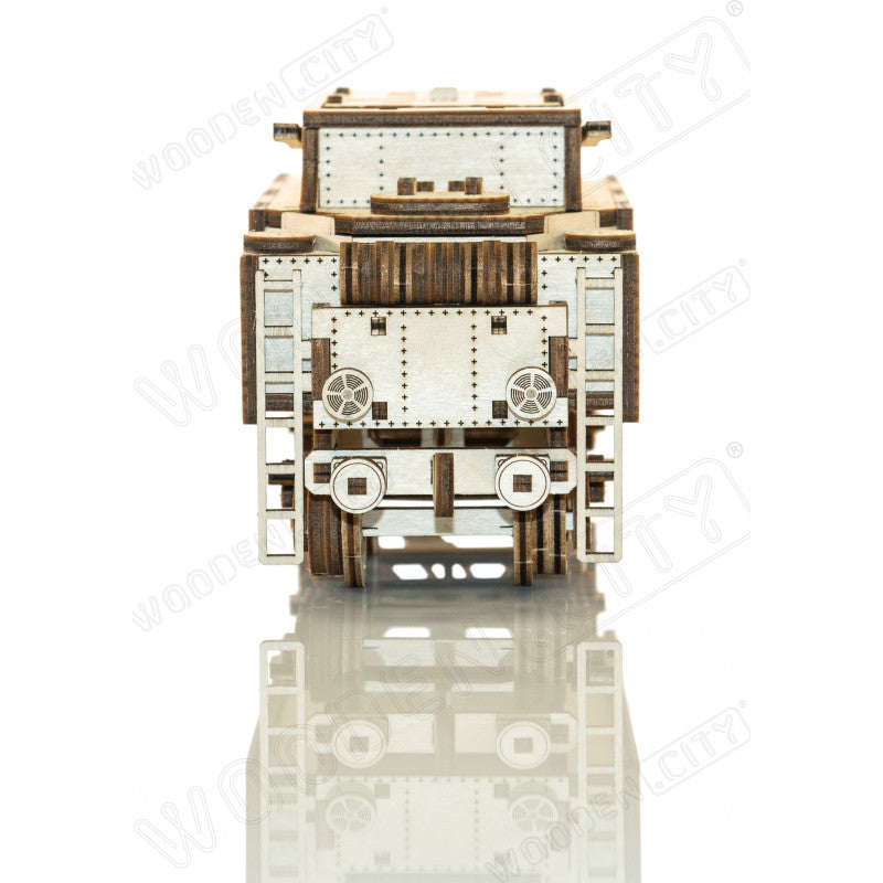 Expres cu vagon pe sine - puzzle mecanic 3D, Wooden.City